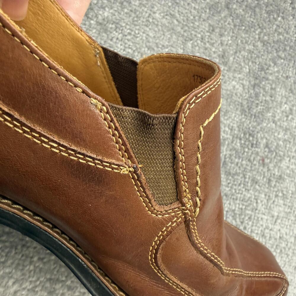 Sandro Shoes Mens Size 9.5 Brown Leather Slip On Comfort Loafers Square Toe - Picture 8 of 15